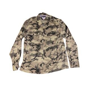 Tommy Hilfiger Camouflage Print Shirt Jacket Size Large Utility Military Camo